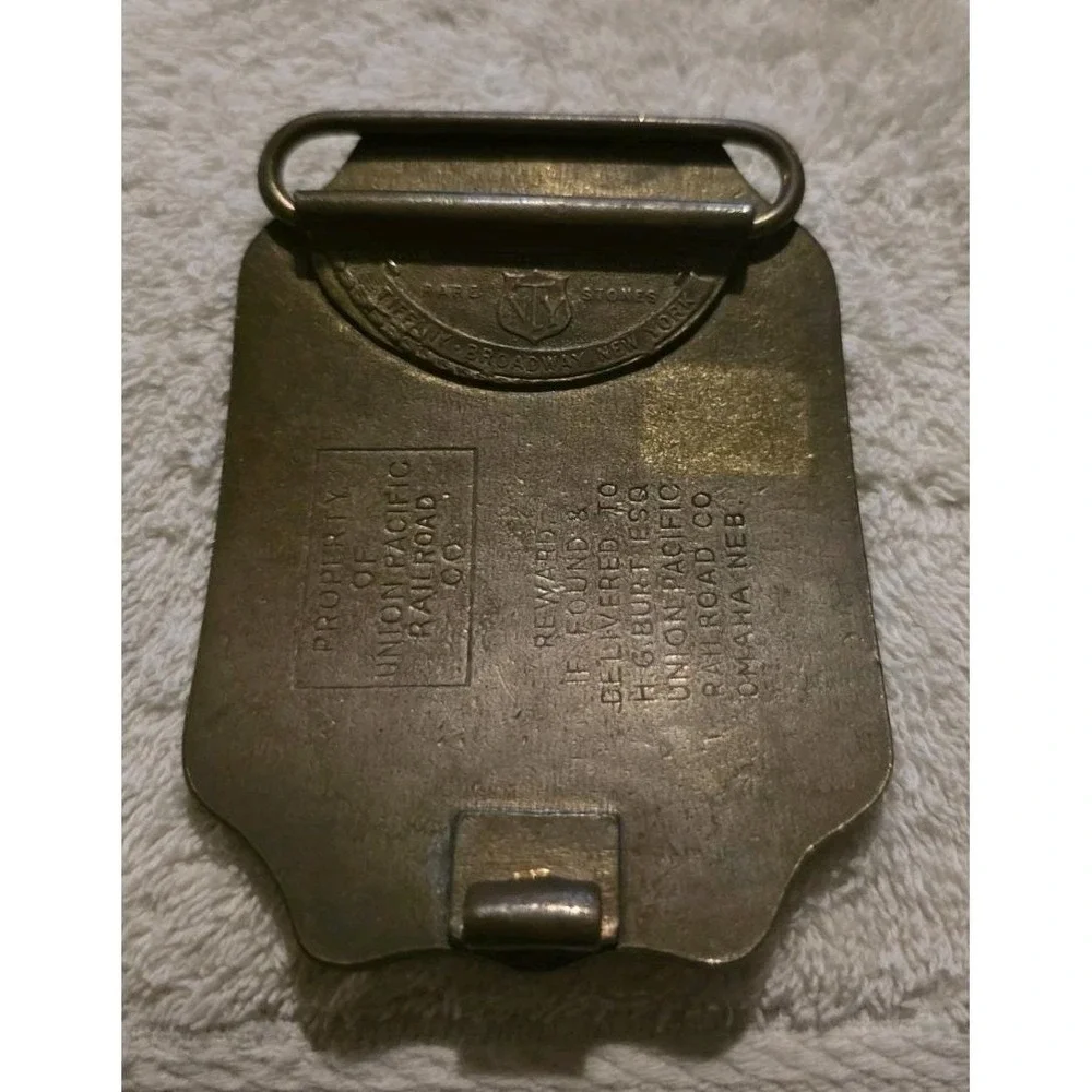 Tiffany Central & Union Pacific Railroad Western Americana Brass Belt Buckle 12